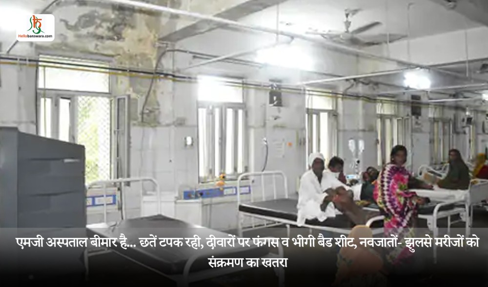 एमजी अस्पताल बीमार है... छतें टपक रही, दीवारों पर फंगस व भीगी बैड शीट, नवजातों- झुलसे मरीजों को संक्रमण का खतरा